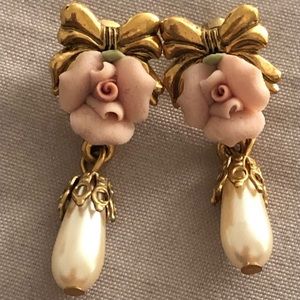 Gold plated and faux pearl earrings